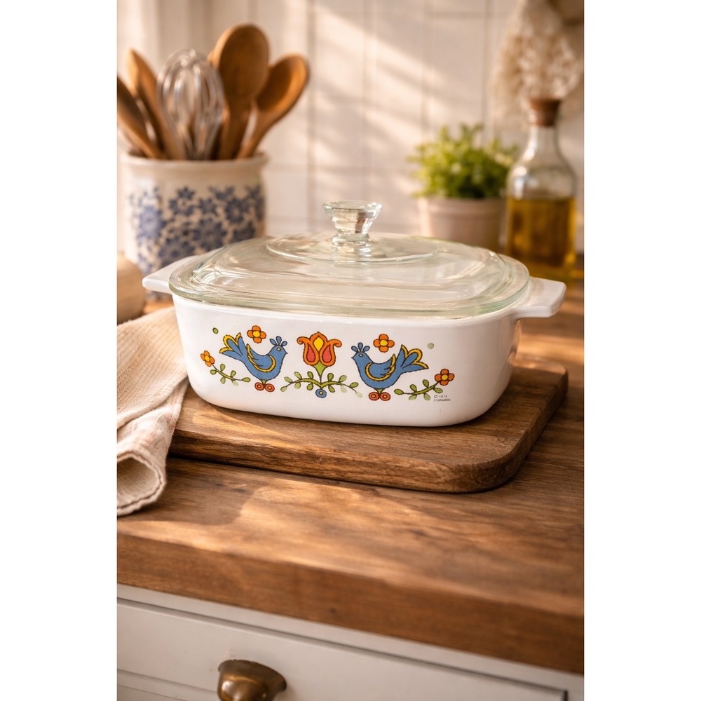 Vintage Corning Ware Country Festival 1 Quart Casserole Dish A-1 with Glass Lid
